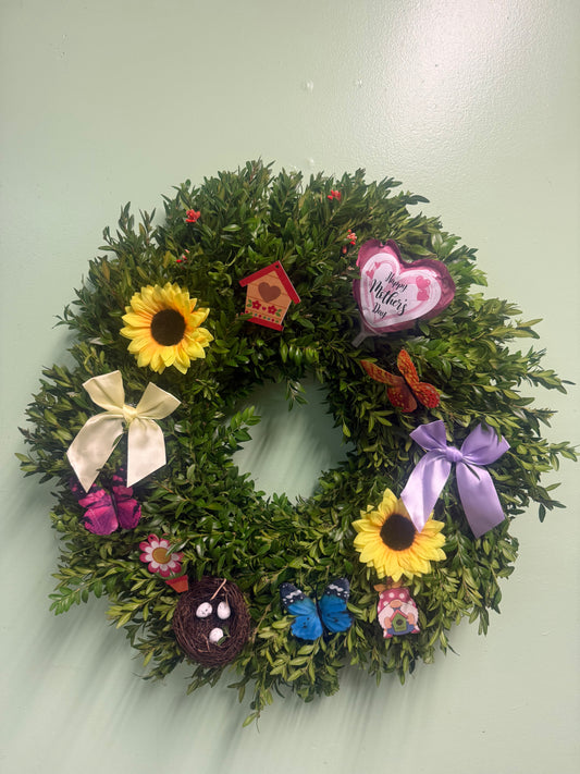 Large Real Decorated Boxwood Wreath